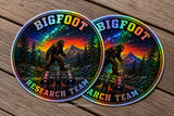 x2 Bigfoot Research Team Mountains Holographic Vinyl Sticker Decals 4"