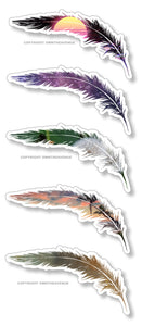5Pcs Bird Feathers Vintage Style Retro Synth Wave Vinyl Sticker Decals 3" Each