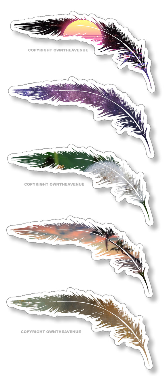 5Pcs Bird Feathers Vintage Style Retro Synth Wave Vinyl Sticker Decals 3