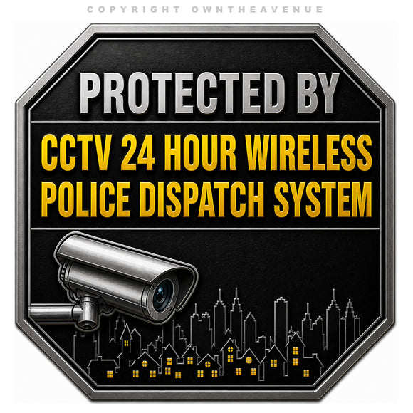 2 Pack - Warning Protected by CCTV Sticker 24 Hour Surveillance Camera
