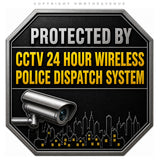 2 Pack - Warning Protected by CCTV Sticker 24 Hour Surveillance Camera Decals Black Model - 4.5" Inches Long Each - OwnTheAvenue