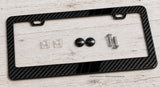 Black Sport Stripe Racing Style Carbon Fiber License Plate Frame
