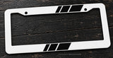 Black Sport Racing Stripe JDM Racing Model V01 White License Plate Frame