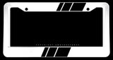 Black Sport Racing Stripe JDM Racing Model V01 White License Plate Frame