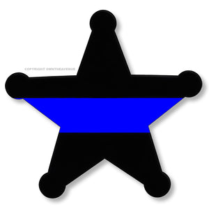 Support Police Officers Thin Blue Colored Line Star Vinyl Sticker 3.75" Inches