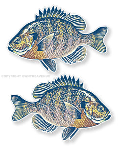 x2 Bluegill Steelhead Fish Fishing RV Camper Trailer Boat Kayak Sticker Decal 4"