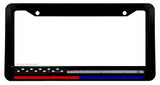 Support Police Fire Fighters Grunge Style USA American Flag License Plate Frame - OwnTheAvenue