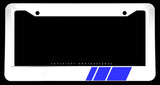 Blue Sport Racing Stripe Drifting Model V001A White License Plate Frame - OwnTheAvenue