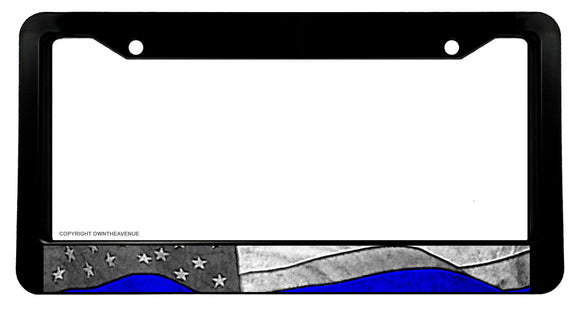Support Police Subdued USA American Flag Vintage Style License Plate Frame - OwnTheAvenue