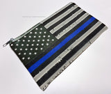 USA American Distressed Blue Line Flag Purse Make Up Bag