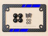 Blue Sport Racing Stripe Carbon Fiber Motorcycle License Plate Frame - OwnTheAvenue