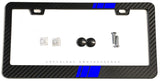 Blue Sport Stripe Racing Style Carbon Fiber License Plate Frame