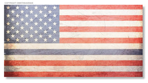 Support Police Blue Line Rugged Vintage USA Flag Sticker Decal 4" Model21