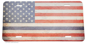 Support Police Blue Line Rugged Vintage USA Flag License Plate Cover - OwnTheAvenue