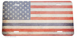 Support Police Blue Line Rugged Vintage USA Flag License Plate Cover - OwnTheAvenue
