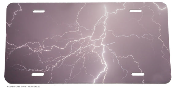 Thunder Lightening Bolt Auto Metal License Plate - OwnTheAvenue