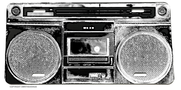 Boombox Hip Hop Music Old School Retro Vintage Style License Plate Cover - OwnTheAvenue