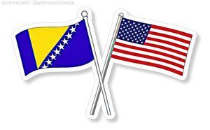 Bosnia American USA Flag Car Truck Window Bumper Laptop Vinyl Sticker Decal 4"