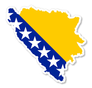 Bosnia Flag Map Outline Car Truck Window Bumper Laptop Vinyl Sticker Decal 3.75"