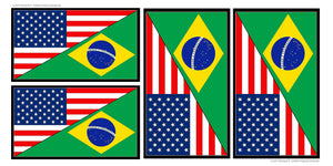 x4 Brazil USA World American Flag Country Vinyl Sticker Decals - 2" & 4" Inches