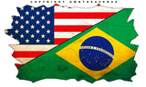 2Pcs Brazil USA American Vintage Style Distressed Flags Vinyl Sticker Decals 3" - OwnTheAvenue