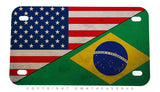 USA Brazil Flag Rustic Style Motorcycle License Plate - OwnTheAvenue
