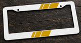 Bronze Sport Racing Stripe JDM Racing Model V01 White License Plate Frame