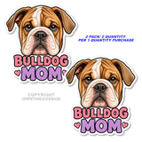 2 Pack - Bulldog Mom Car Truck Window Bumper Laptop Vinyl Sticker Decals 4.5" - OwnTheAvenue