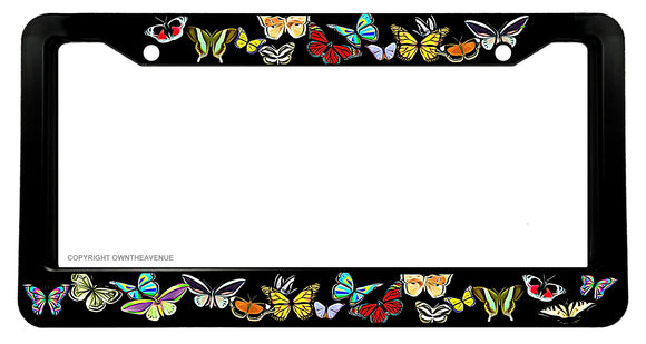 Butterfly Pattern Vintage Style Retro Outdoor Nature License Plate Frame - OwnTheAvenue