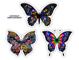 3 Pack Butterflies Butterfly Mystical Groovy Holographic Vinyl Sticker Decals 3"