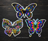 3 Pack Butterflies Butterfly Mystical Groovy Holographic Vinyl Sticker Decals 3"