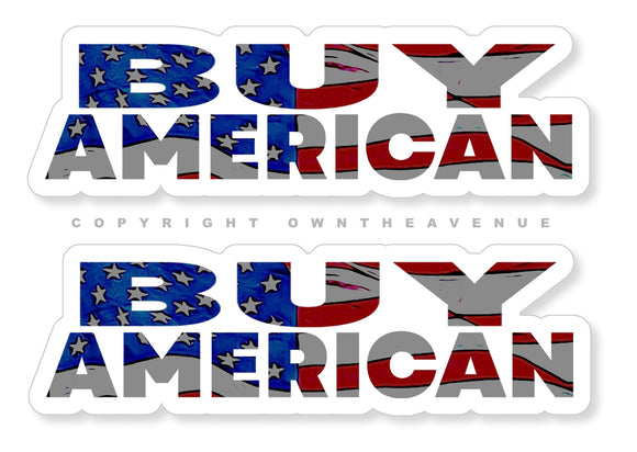 2Pcs Buy American Patriotic USA American Flag Vinyl Sticker Decals 5