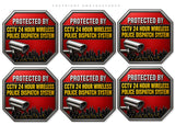 6 Pack - Warning Protected by CCTV Sticker 24 Hour Surveillance Camera Decals - 3" Inches Long Each - OwnTheAvenue