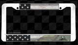 American Flag Cali California Flag Tattered Camo White License Plate Frame - OwnTheAvenue