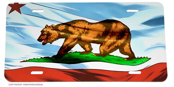 California Wavey Original Vintage Style Flag Auto License Plate
