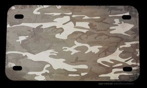 Camo Pattern Grayscale Vintage Style Dirt Bike Off Road Motorcycle Metal License Plate