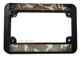 Vintage Style Rugged Distressed Grayscale Camo Motorcycle License Plate Frame - OwnTheAvenue