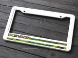 USA American Flag Camo Pattern White Plastic License Plate Frame
