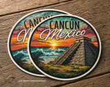 2 Pack - Cancun Mexico Souvenir Pyramid Beach Vinyl Sticker Decals 4"