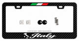Italy Italian Flag Sport Racing Stripe Drifting Carbon Fiber License Plate Frame
