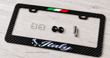 Italy Italian Flag Sport Stripe Holographic Carbon Fiber License Plate Frame