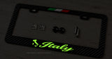 Italy Italian Flag Sport Stripe Glow In The Dark Carbon Fiber License Plate Frame