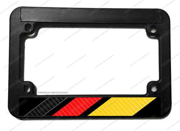 German Germany Carbon Vinyl Stripes Euro Motorcycle License Plate Frame