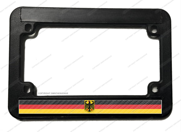 German Germany Carbon Vinyl Print Flag Motorcycle License Plate Frame