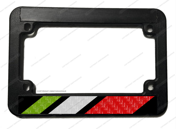 Italian Italy Carbon Vinyl Stripes Euro Motorcycle License Plate Frame