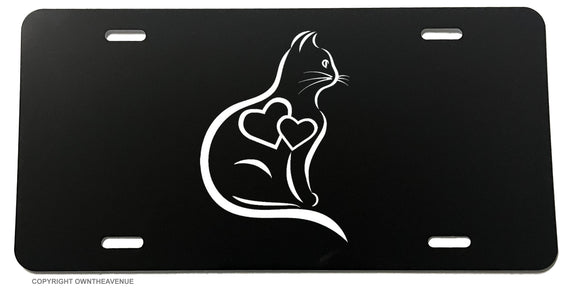 Cat Heart Kitty Cute Rescue Kitten Animal Pet I Love My License Plate Cover - OwnTheAvenue