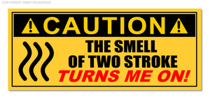 Caution Two Stroke Funny Joke Motorcycle Warning Bopper Chopper Sticker Decal 5" - OwnTheAvenue
