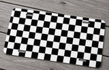 Checkered Pattern Auto Metal License Plate