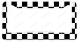 Checkered Pattern Metal License Plate Frame
