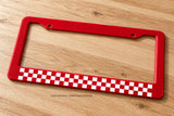 Checkered Pattern Flag Euro Racing Drifting Red License Plate Frame - OwnTheAvenue